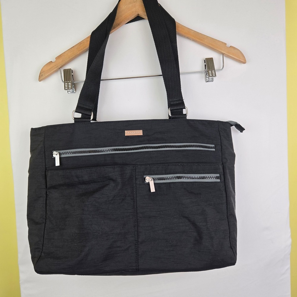 Baggallini Black Nylon Multi Pocket Travel Tote Shoulder Bag Lightweight